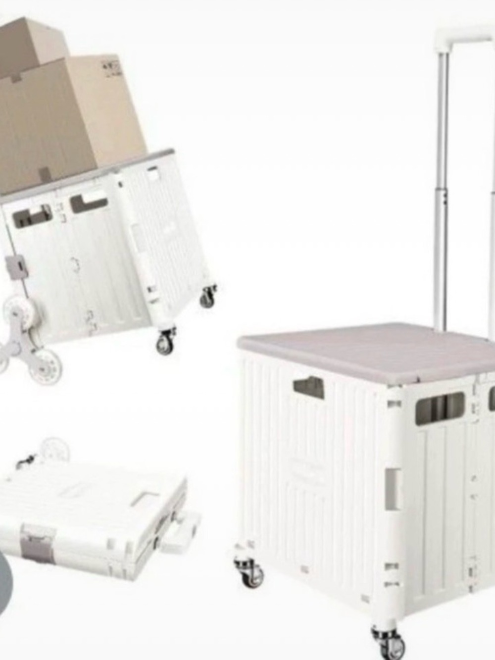 White Rolling Storage Cart with Handle - Compact Home Organizer